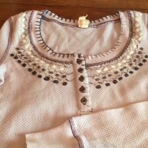 NEW Free People Embroidered Henley Thermal